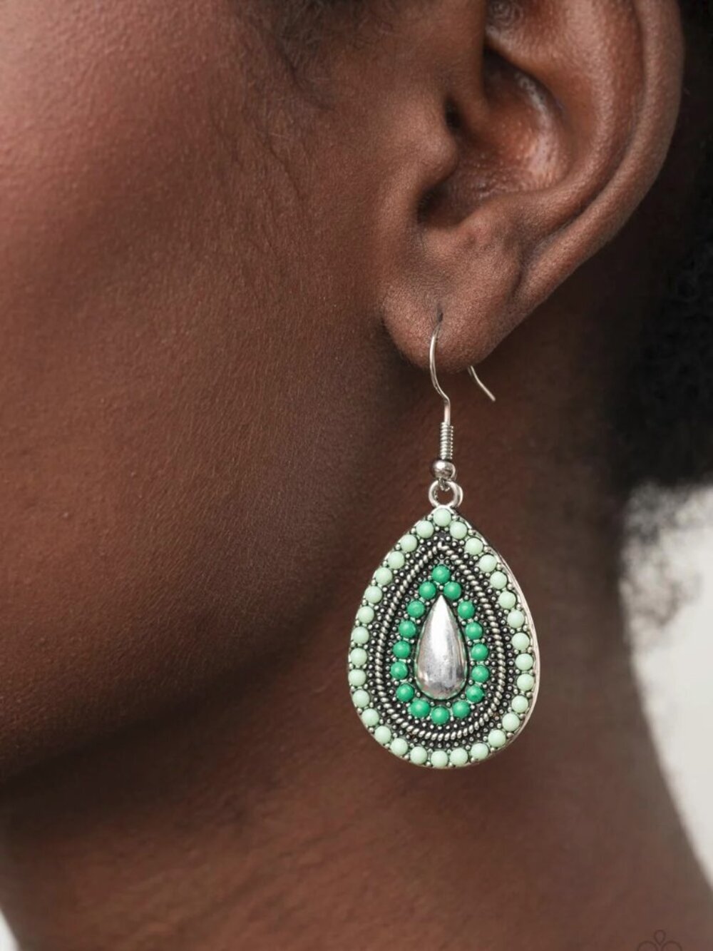 Paparazzi Jewelry Accessories - Beaded Bonanza - Green Earrings - Vintage